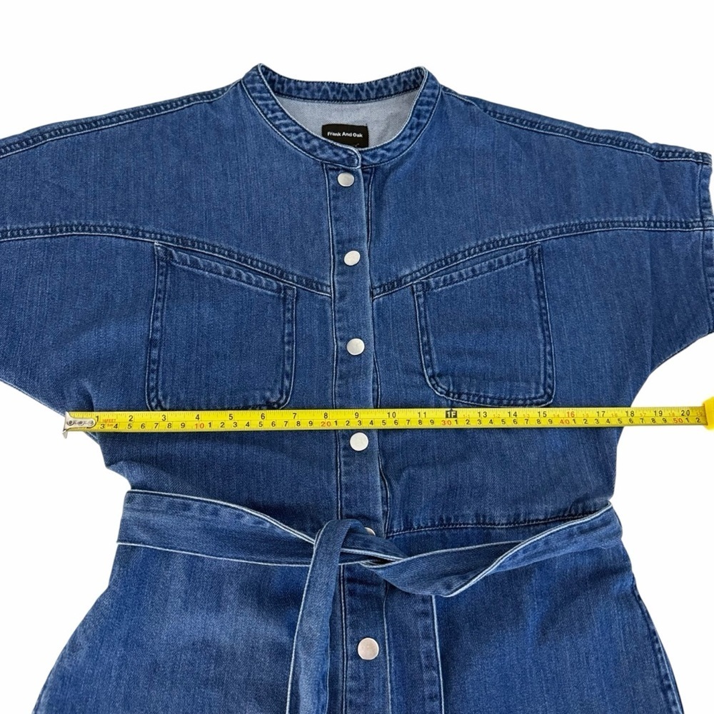 FRANK AND OAK Blue Denim Belted Utility Romper Short Sleeve organic cotton size - Picture 10 of 14